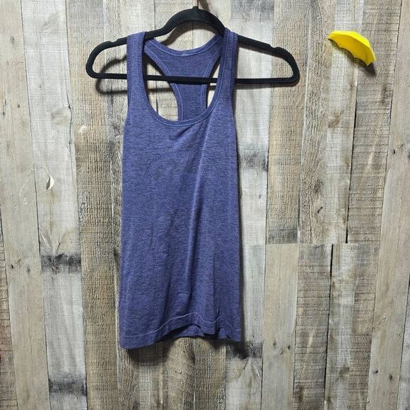 Lululemon Swiftly Tech Tank Top Racerback Blue Black Heathered Tee Seamless SZ 8 - Picture 1 of 4